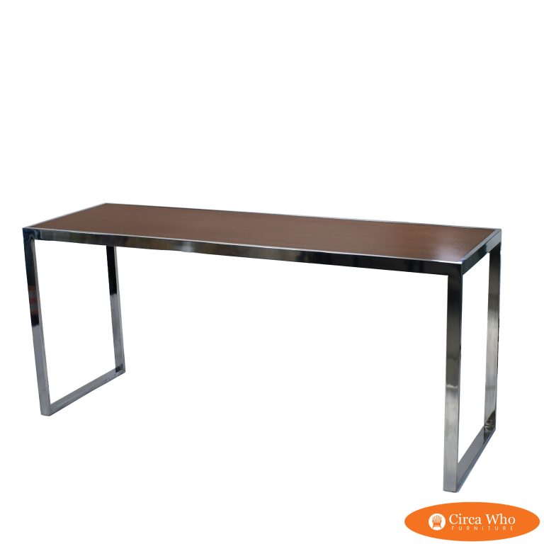MCM Chrome and Wood Console Table