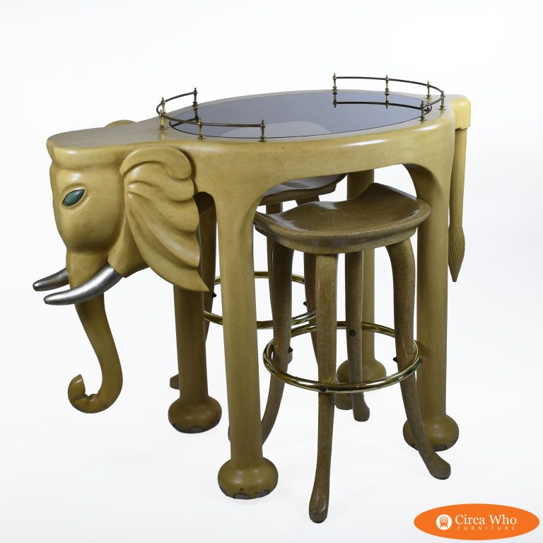 MCM Elephant Rolling Bar With Stools