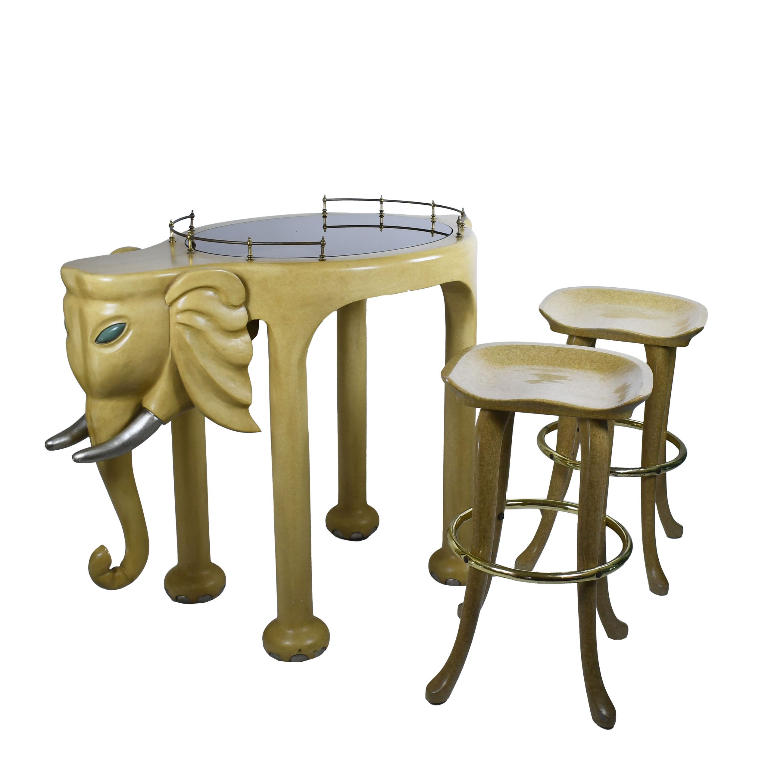MCM Elephant Rolling Bar With Stools
