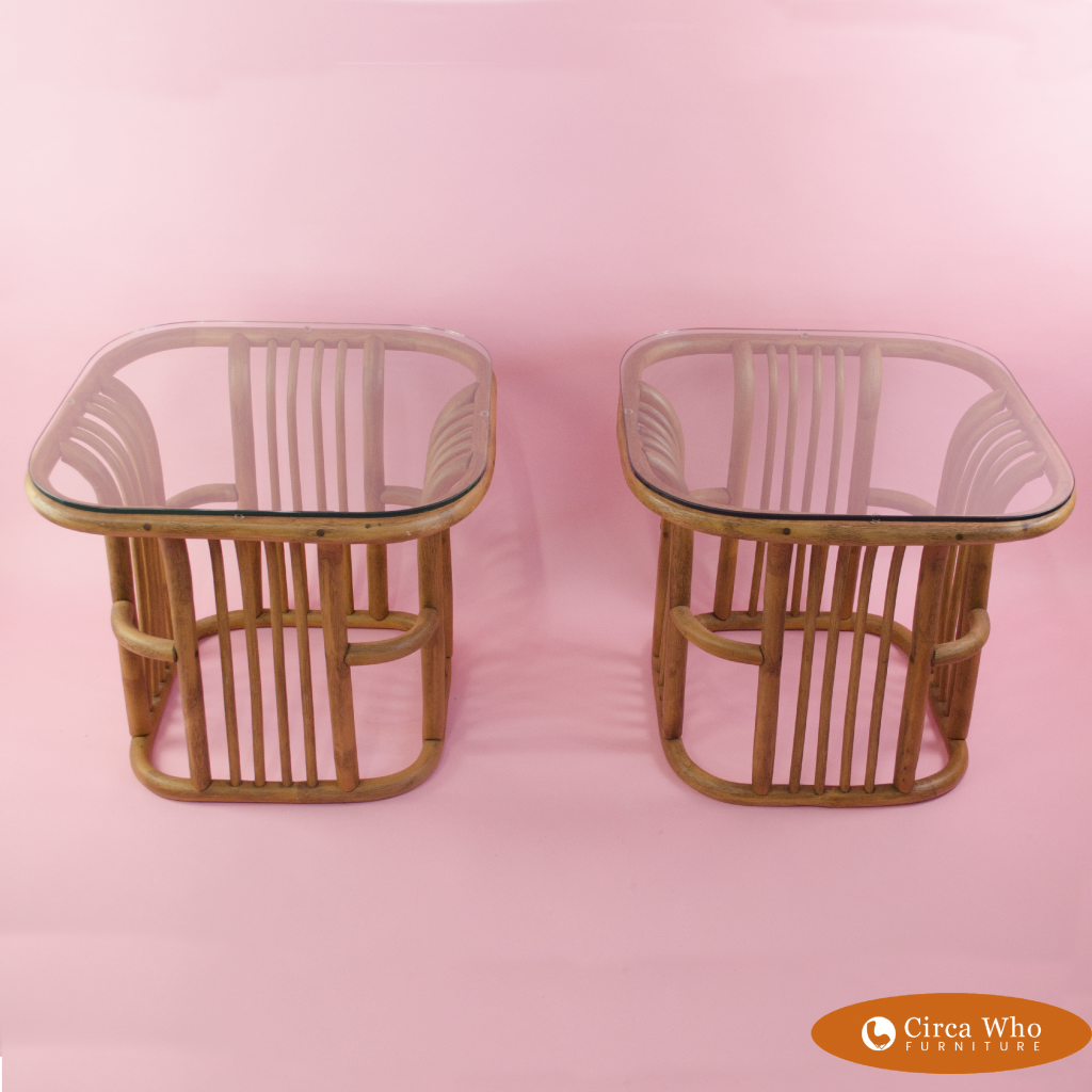 Pair of Rattan End Tables Circa Who