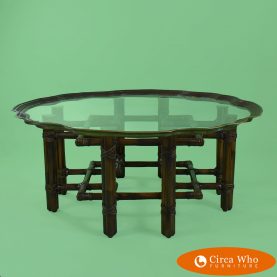 McGuire Coffee Table With Brass Glass