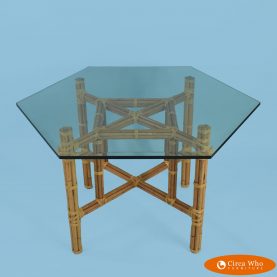 McGuire Style Square Blonde Dining Table