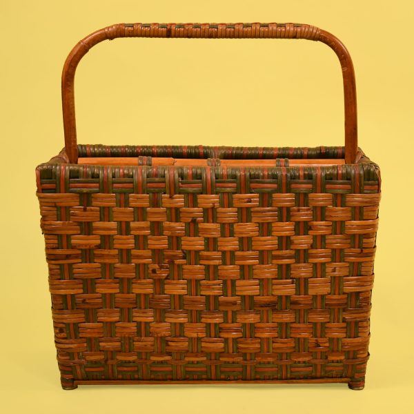 McGuire Style Woven Rattan Magazine Rack