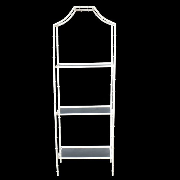 Metal Faux Bamboo White Pagoda Etagere