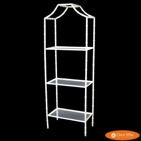 Metal Faux Bamboo White Pagoda Etagere