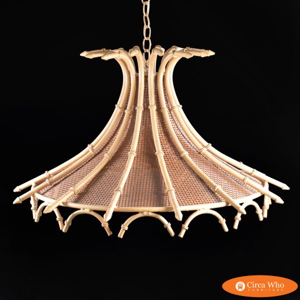 Metal Faux Bamboo and Cane Light Fixture