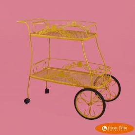 Mid Century Outdoor Yellow Bar Cart