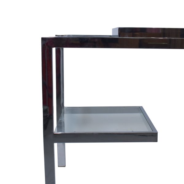 Milo Baughman Style Expandable Chrome and Glass Console Table