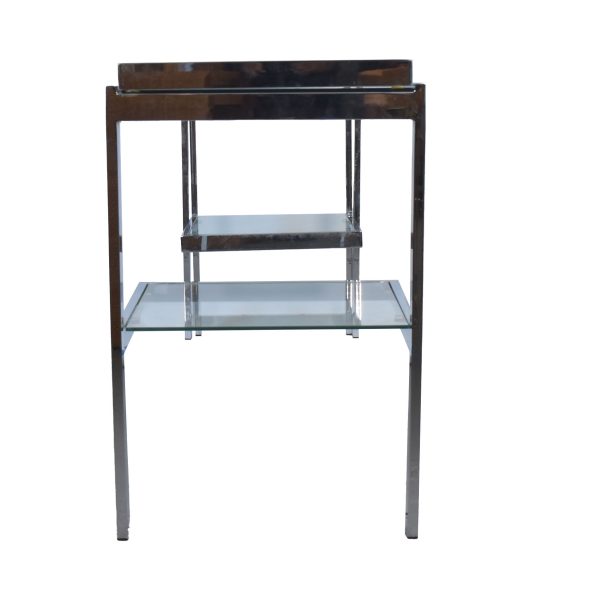 Milo Baughman Style Expandable Chrome and Glass Console Table