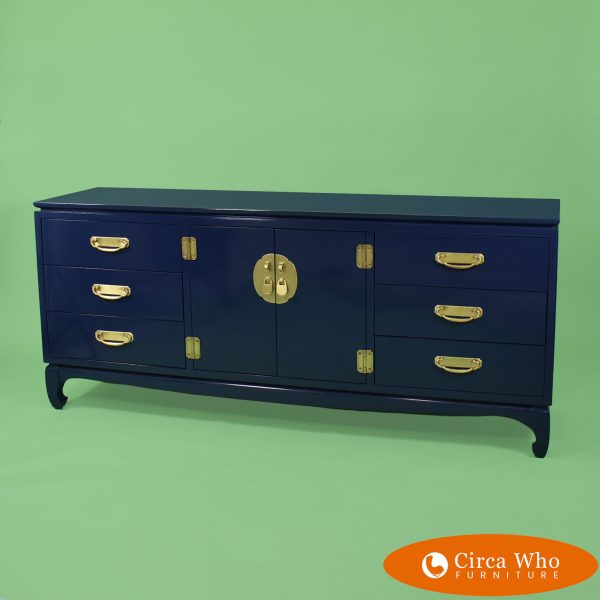 Ming Style Credenza in nice as found vintage condition. There are minor imperfections to the newly lacquered finish.