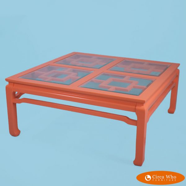Ming Style Fretwork Orange Coffee Table