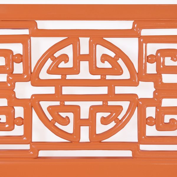 Ming Style Orange Fretwork King Headboard