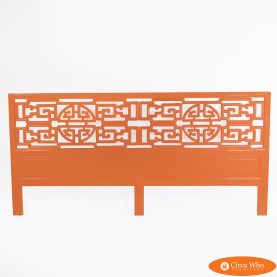 Ming Style Orange Fretwork King Headboard