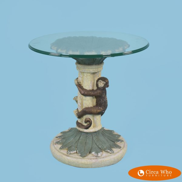 Monkey With Palm Tree End Table