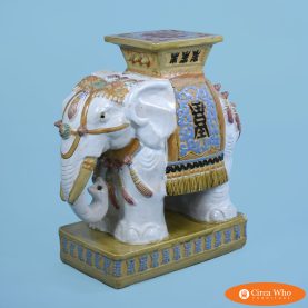 Mustard and White Elephant Garden Seat