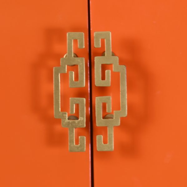 Orange Chinoiserie Pagoda-Top Armoire