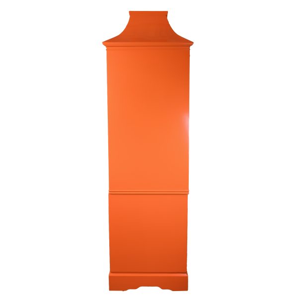 Orange Chinoiserie Pagoda-Top Armoire
