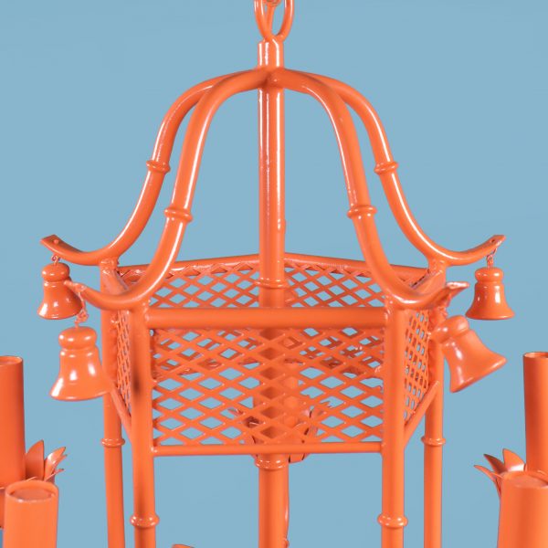 Orange Faux Bamboo with Bells Chandelier