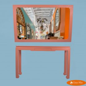 Orange Line Wrapped Ming Console Table and Mirror