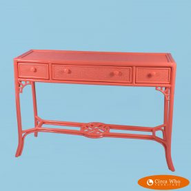 Orange Rattan Console Table