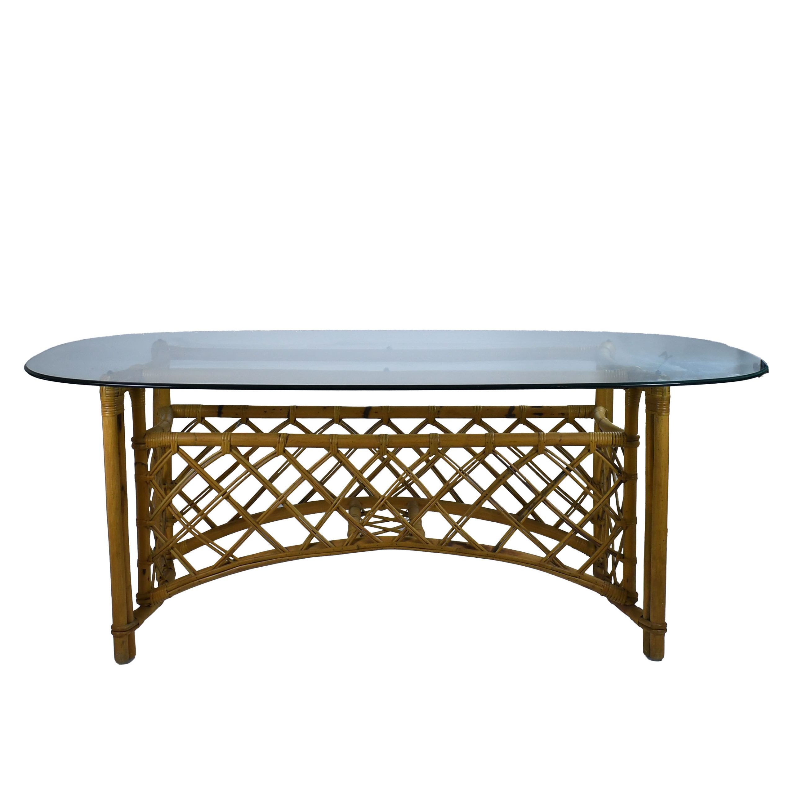 Organic Bamboo and Rattan Vintage Dining Table