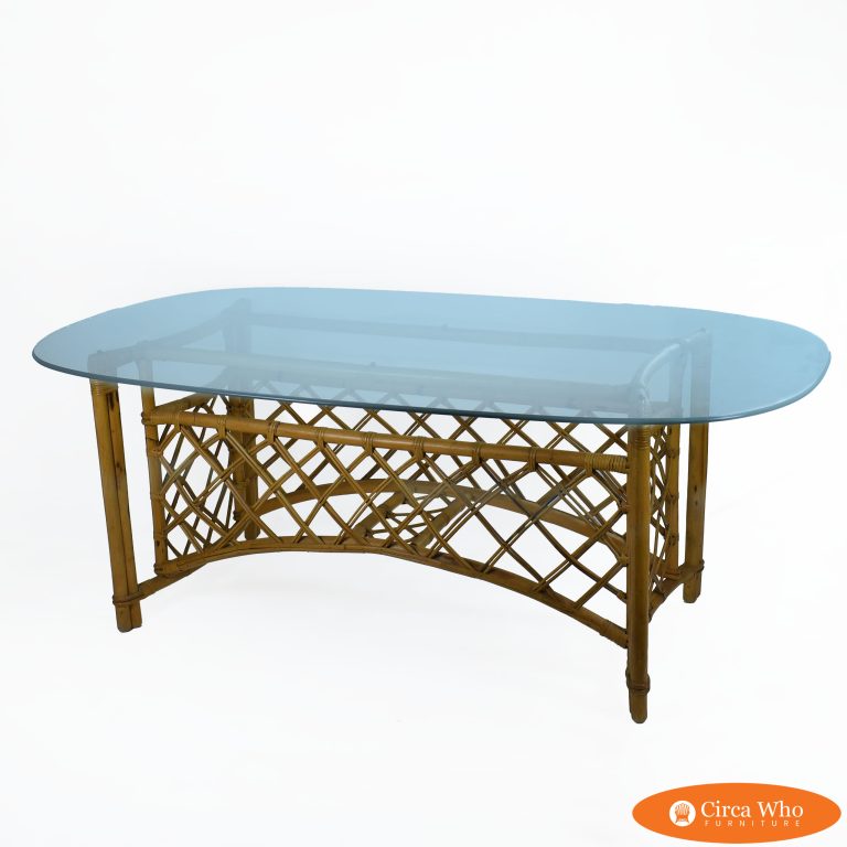 Organic Bamboo and Rattan Vintage Dining Table