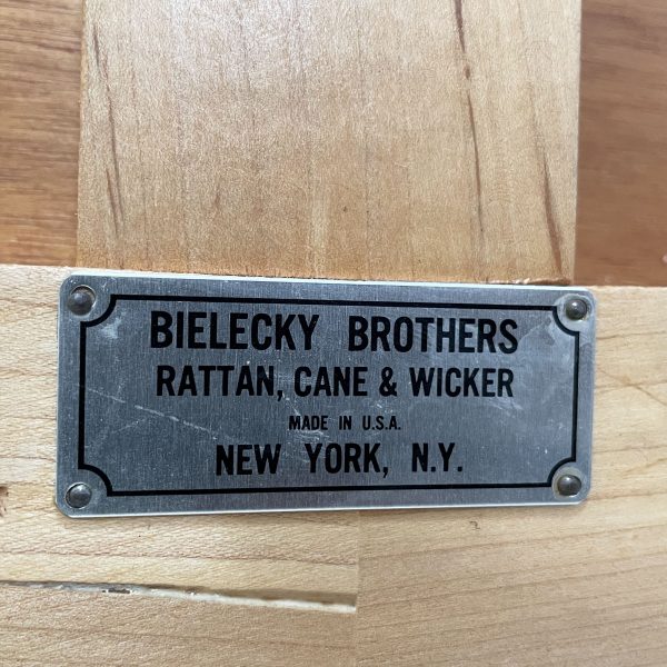 Original 1970's Bielecky Brothers Pencil Reed Chrome and Milk Glass Dining Table