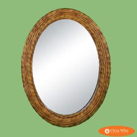 Oval Braided Rattan Mirror