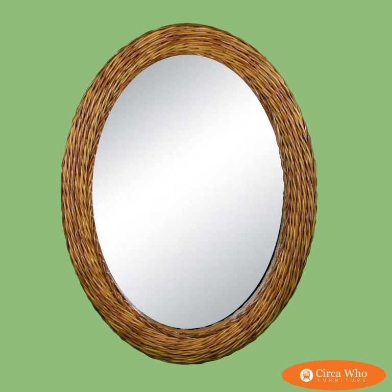 Oval Braided Rattan Mirror