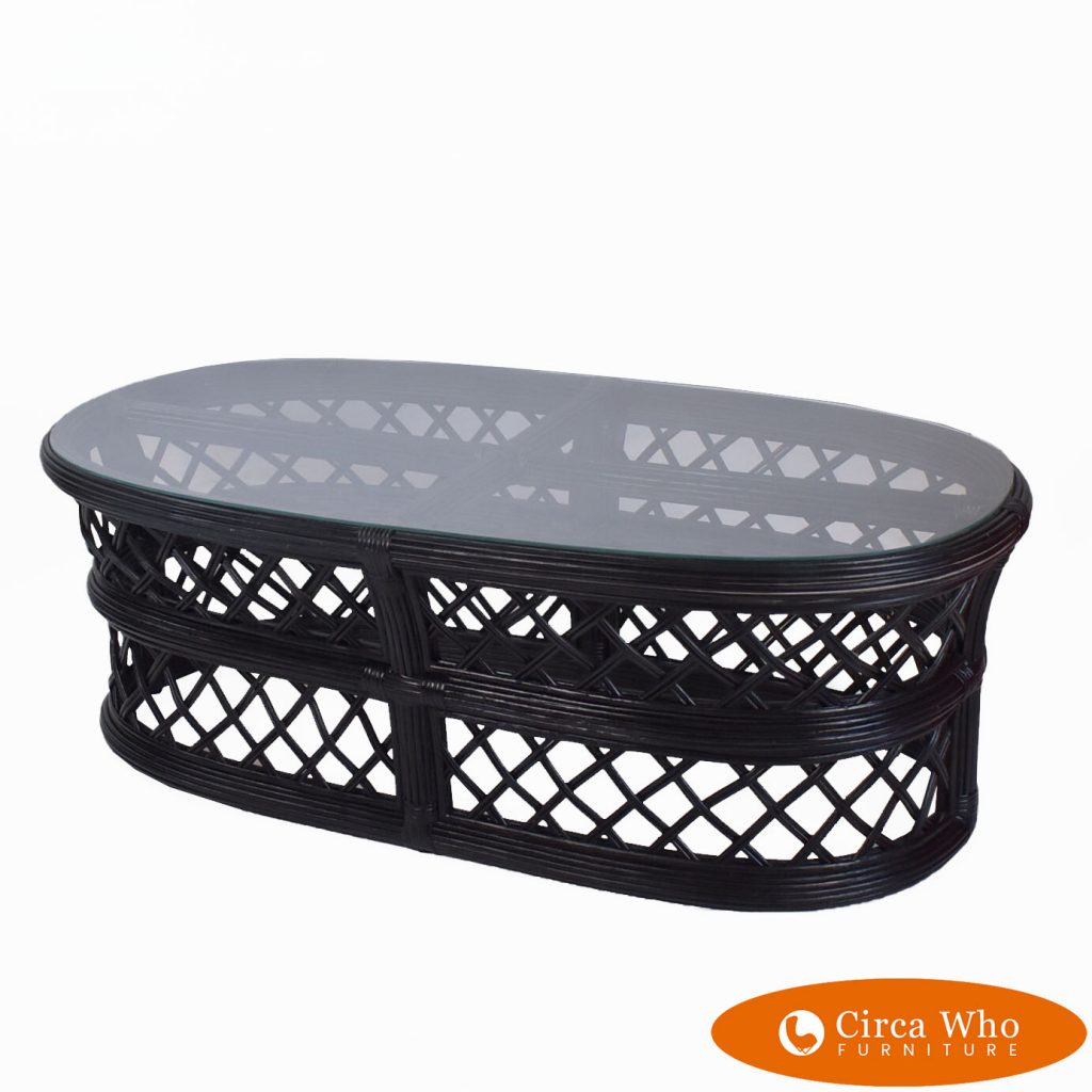 Oval Woven Rattan Black Coffee Table | Circa Who
