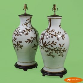 Oversize Plum Ceramic Table Lamps