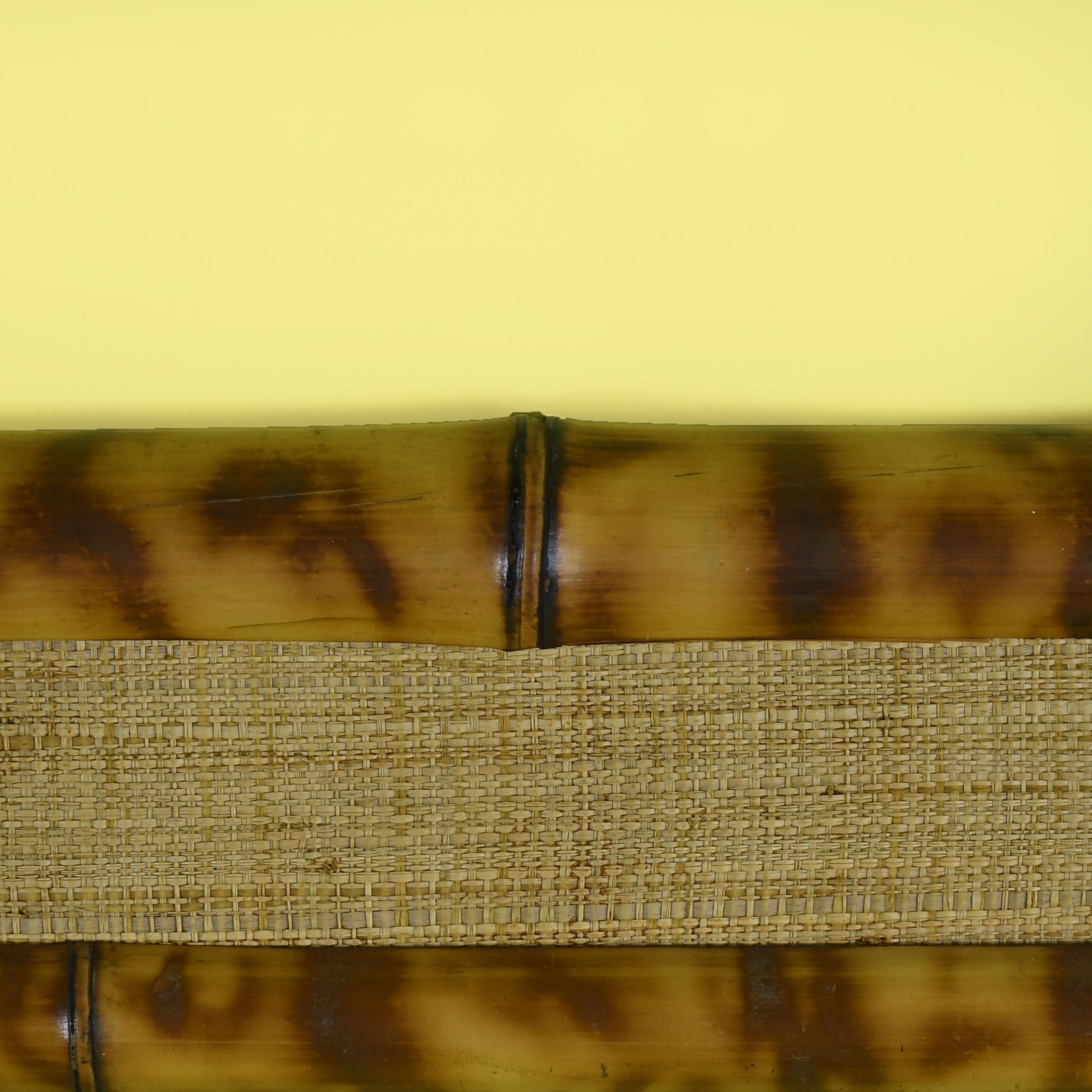 Oversized Burnt Bamboo and Grasscloth Mirror