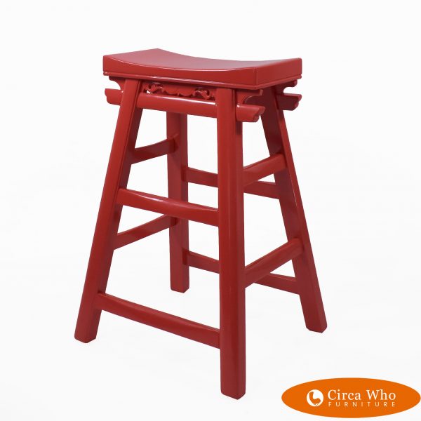Pagoda Style Red Stool
