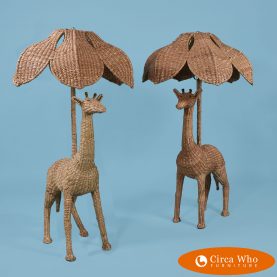 Pair of giraffe table lamps handmade by the Mexican designer Mario Lopez Torres