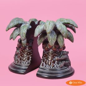 Pair Of Monkey Palm Tree Bookends