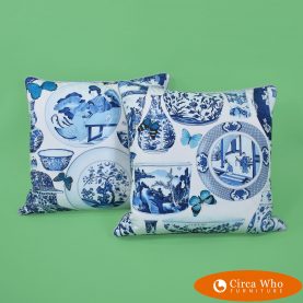 Pair of Jardin Bleu Manuel Canovas Pillows