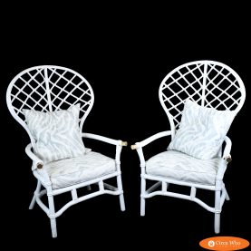 Pair of Ballon Back Rattan Chairs