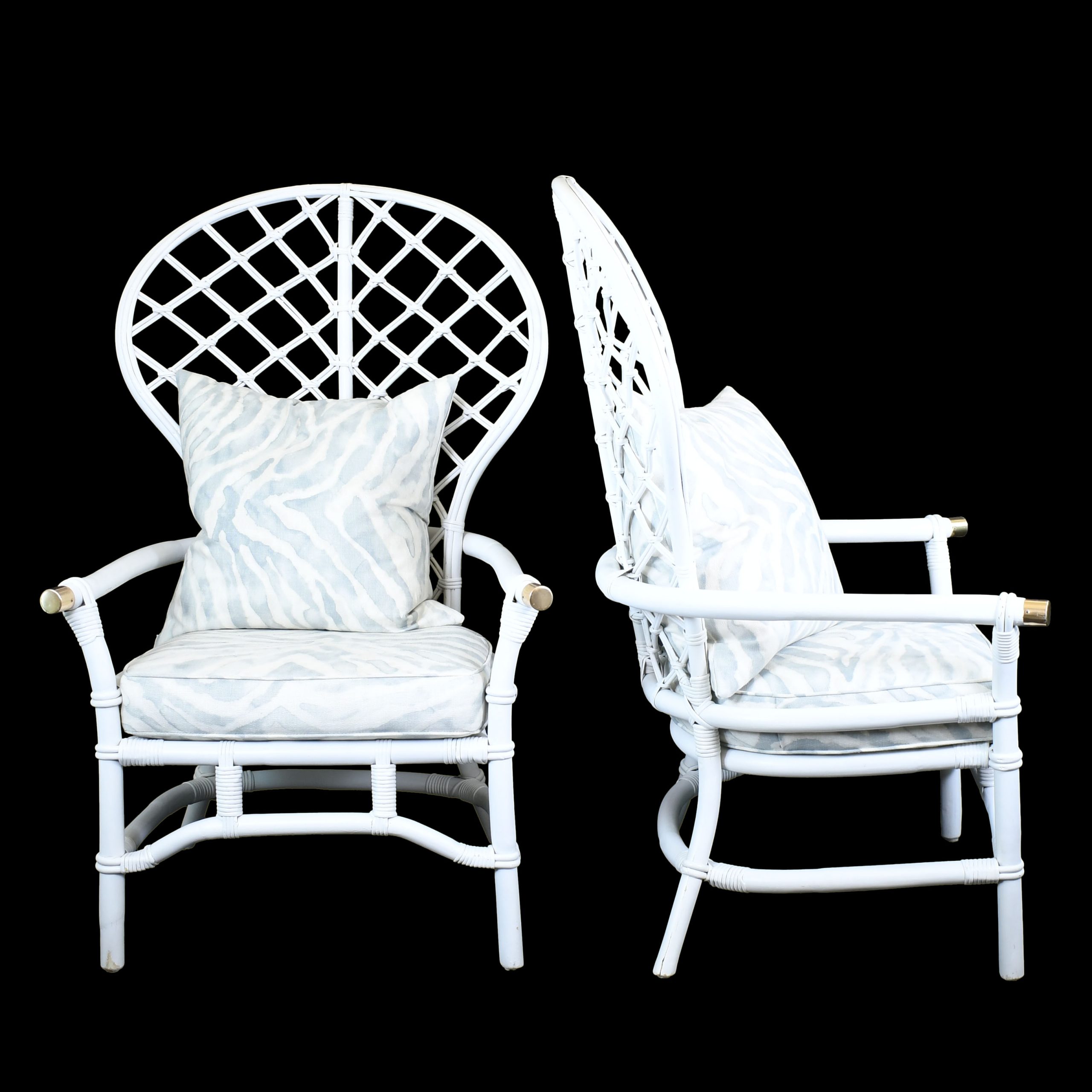 Pair of Ballon Back Rattan Chairs