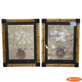 Pair of Bamboo Floral Art