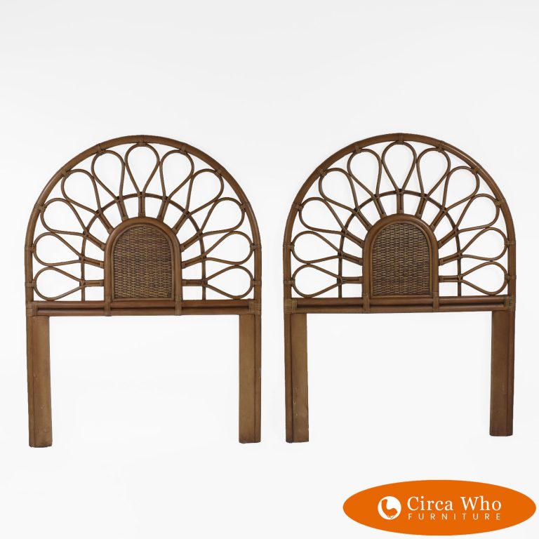 Pair of Bamboo Fretwork Twin Headboards Circa Who