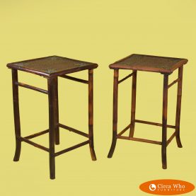Pair of Bamboo Grasscloth Side Tables