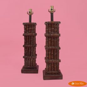 Pair of Bamboo Tower Lamps