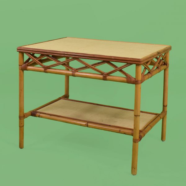 Pair of Bamboo and Grasscloth Side Tables