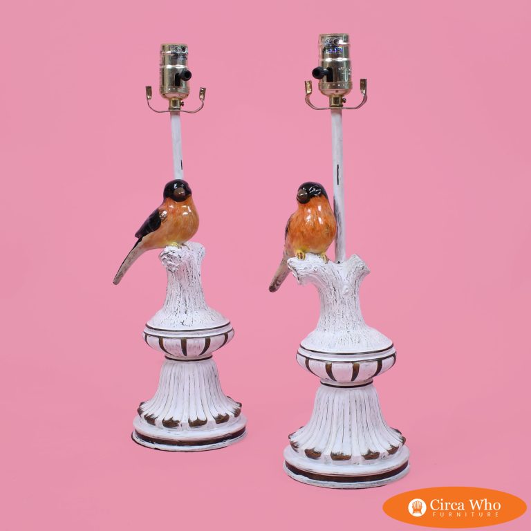 Pair of Black Bird Table Lamps