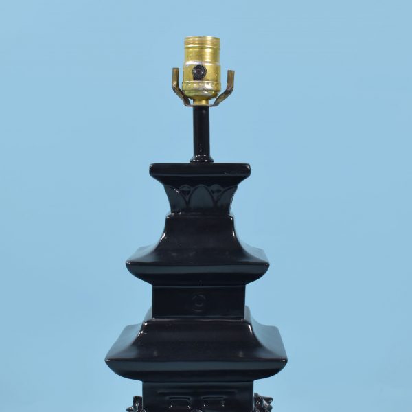 Pair of Black Pagoda Table Lamps
