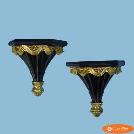 Pair of Black and Gold Wall Brackets
