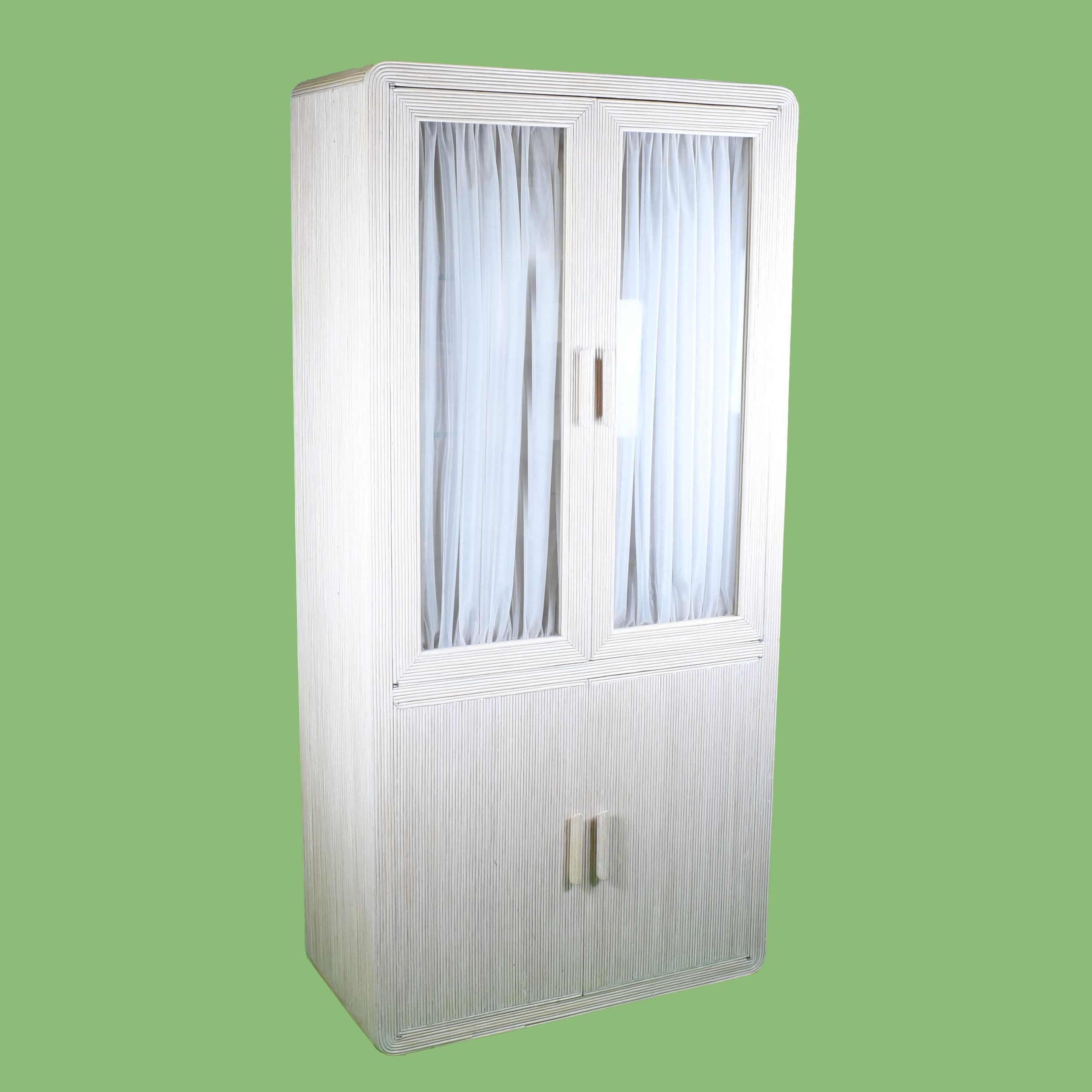 Pair of Blonde Pencil Reed Armoires