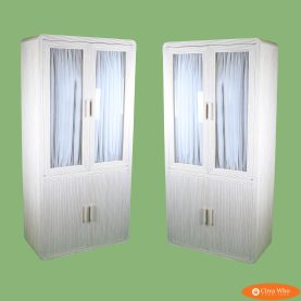 Pair of Blonde Pencil Reed Armoires