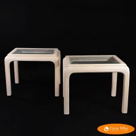 Pair of blonde pencil reed side tables