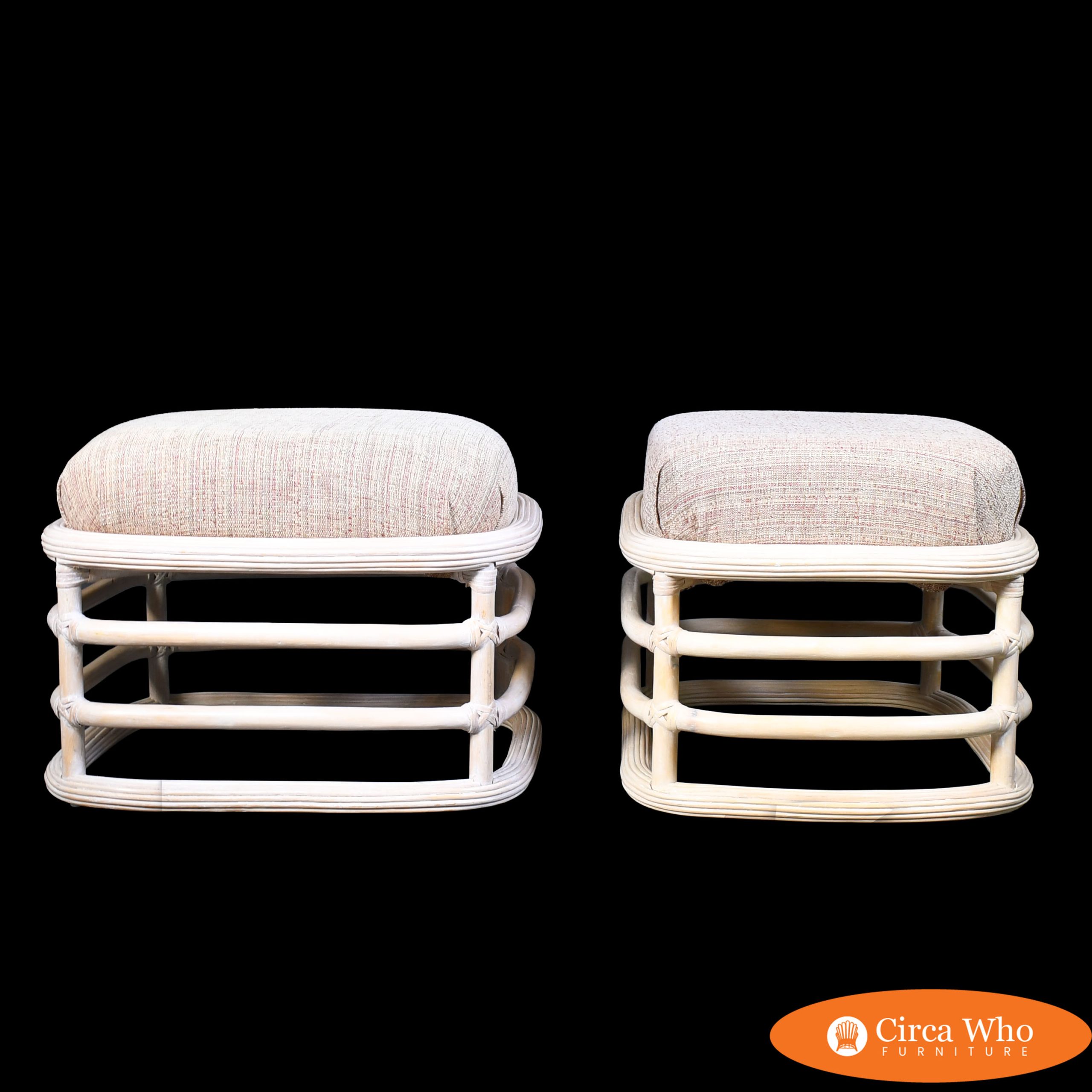 Pair of Blonde Pencil Reed Stools